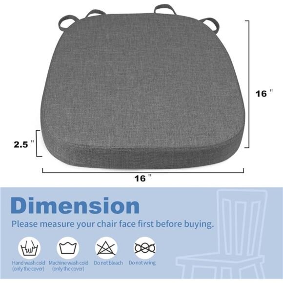 U Shape Chair Cushion Thick High Density Foam Seat Pad Slip Resistant Dining Pad - Picture 2 of 7